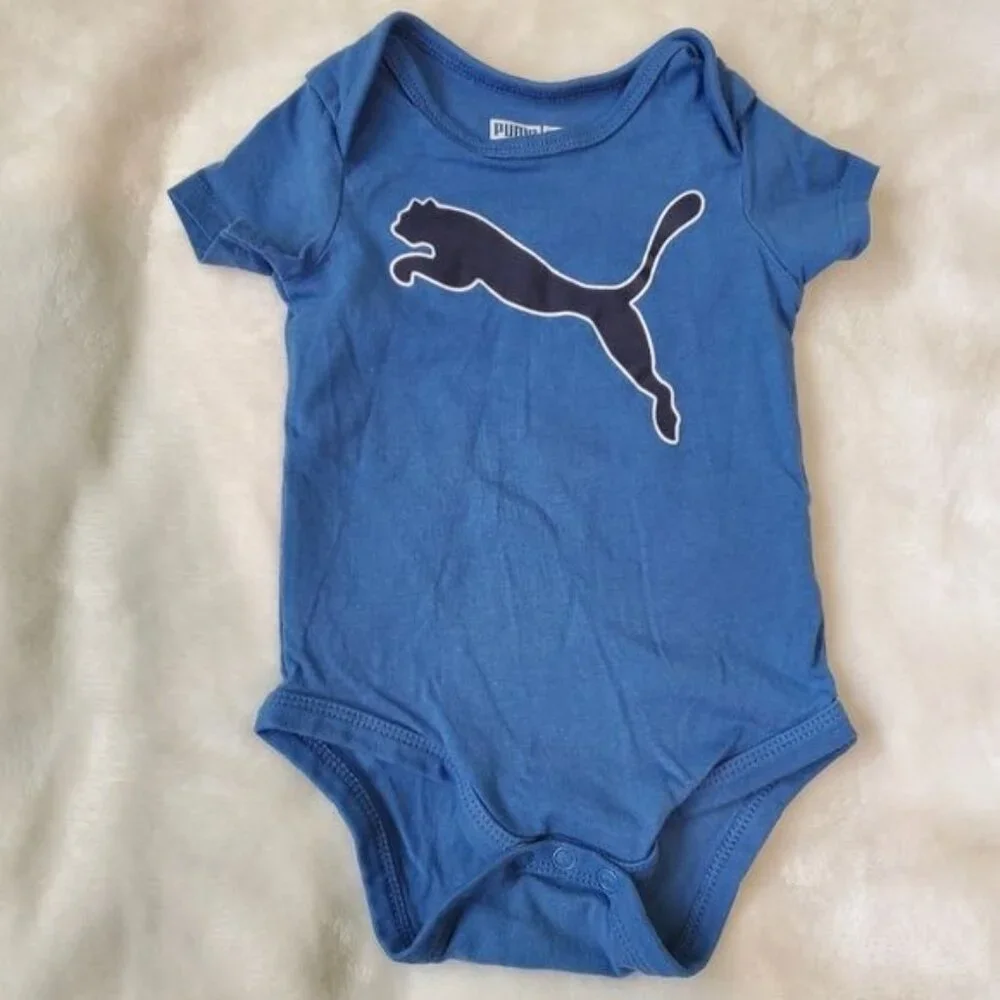 Puma 0-3 Months 4 Bodysuits‎ Short Sleeve logo striped yellow green blue